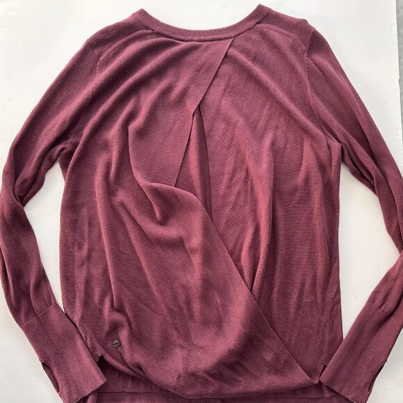 Lululemon Bring It Backbend Sweater Redwood Size 14 Cashmere Blend $118 Keyhole - Picture 2 of 4
